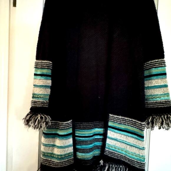 Vintage M Missoni black lightweight sweater cardigan with teal accents US 2
